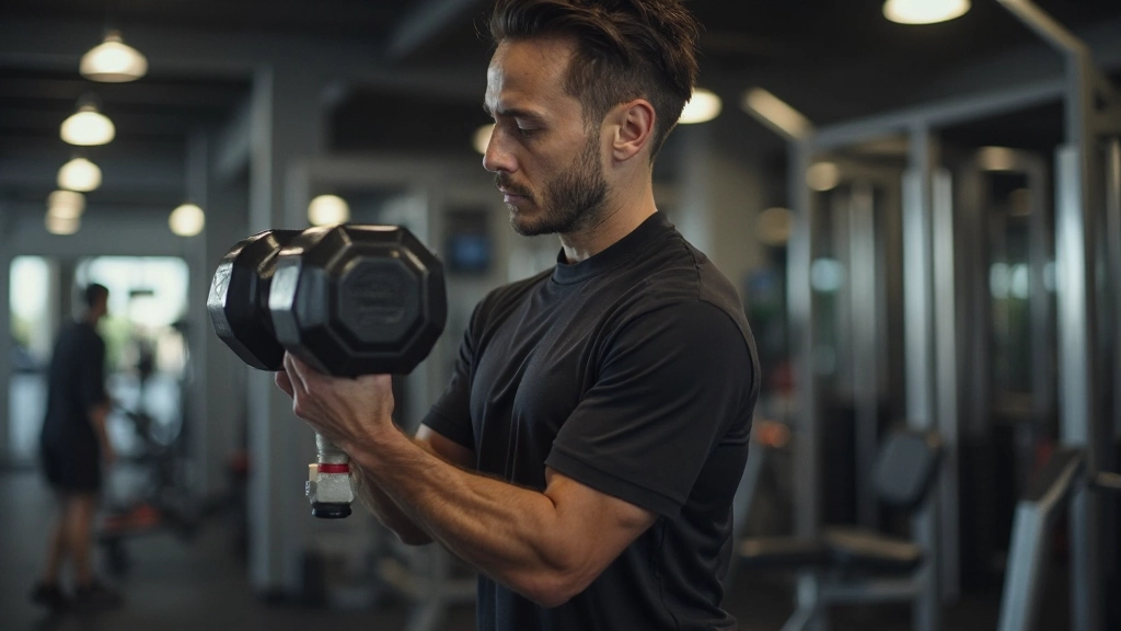 Professional strength training session with athlete performing resistance exercise