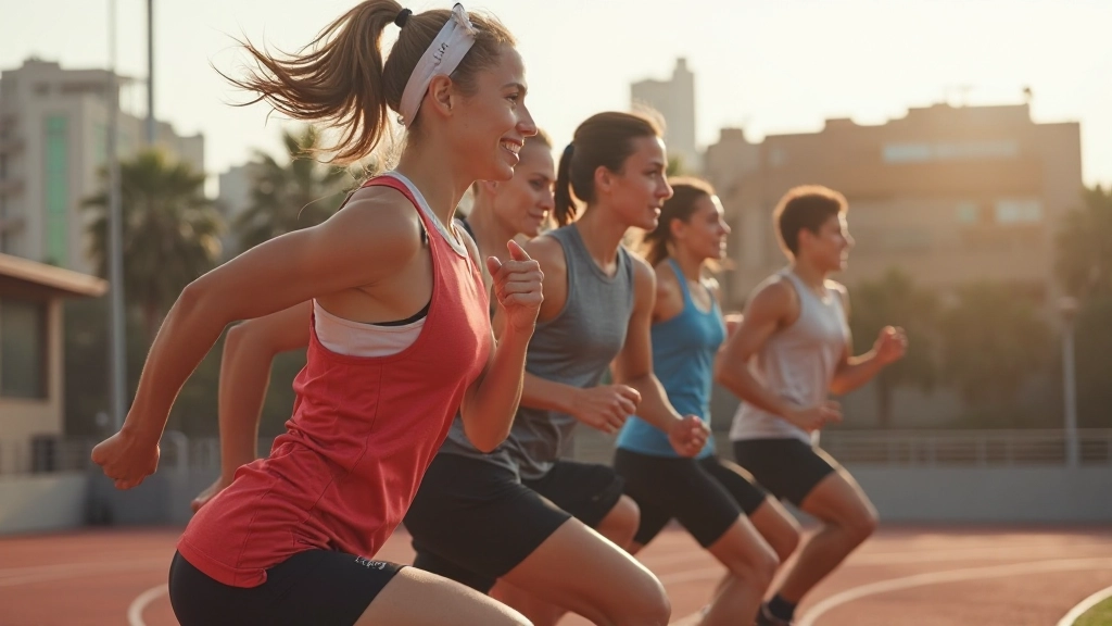 Professional athletic coach working with team in outdoor training facility