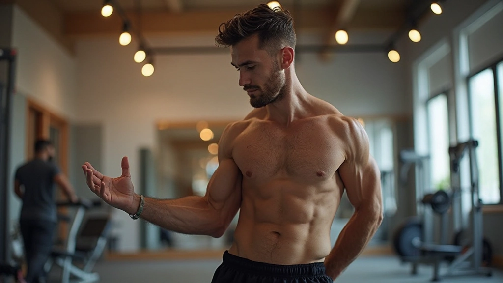 Professional athlete performing dynamic stretching and mobility exercise in training facility