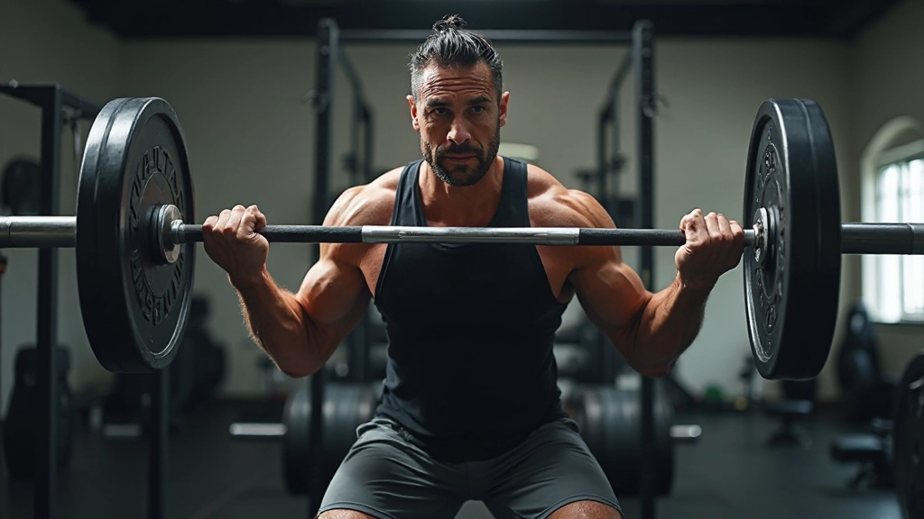 Strength training exercise technique demonstration in professional gym