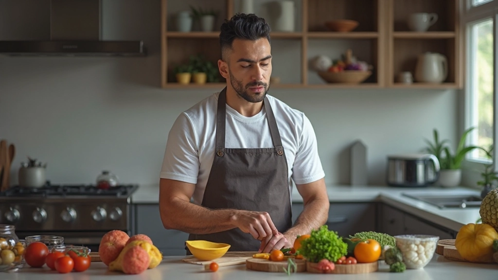 Healthy meal preparation with nutritious foods for athletic recovery